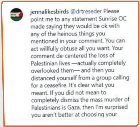 Original clip of the response by jennalikesbirds. The final sentence is cut off in the supplied clip.